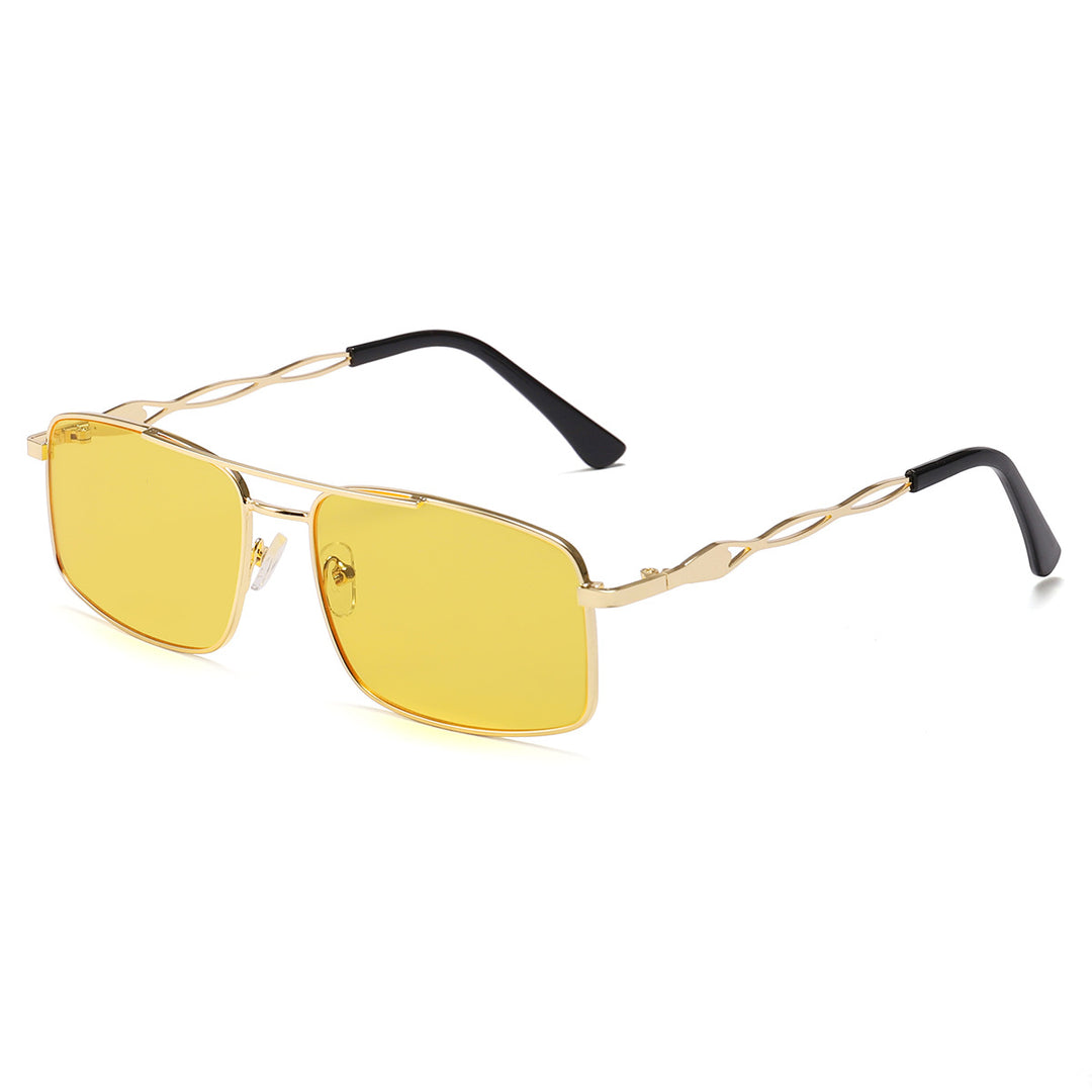 Women's sunglasses with trendy rectangular frame and yellow lenses Stornfield