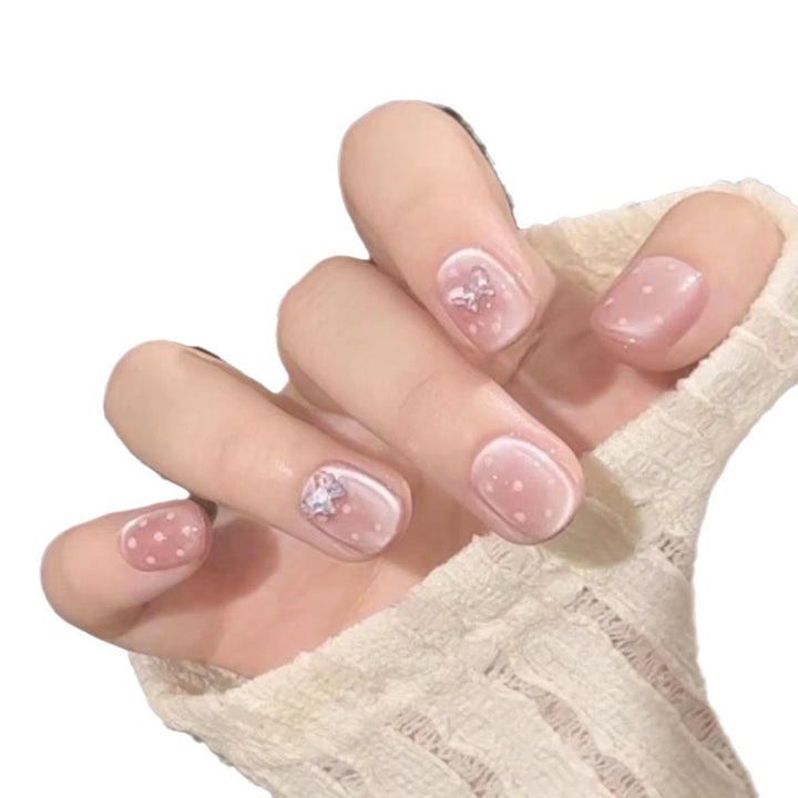 Artistic Floral Press-On Nail Set with Glitter Accents Stornfield