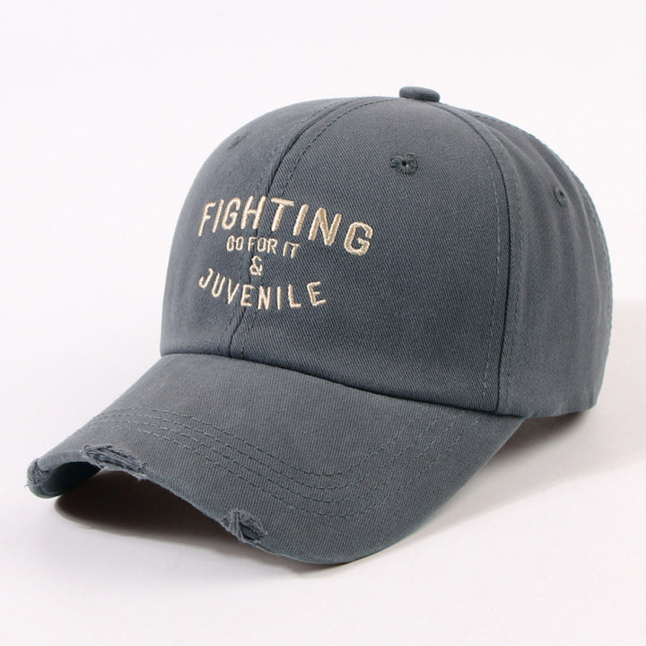Women's Distressed Cotton Cap with Motivational Embroidery Stornfield