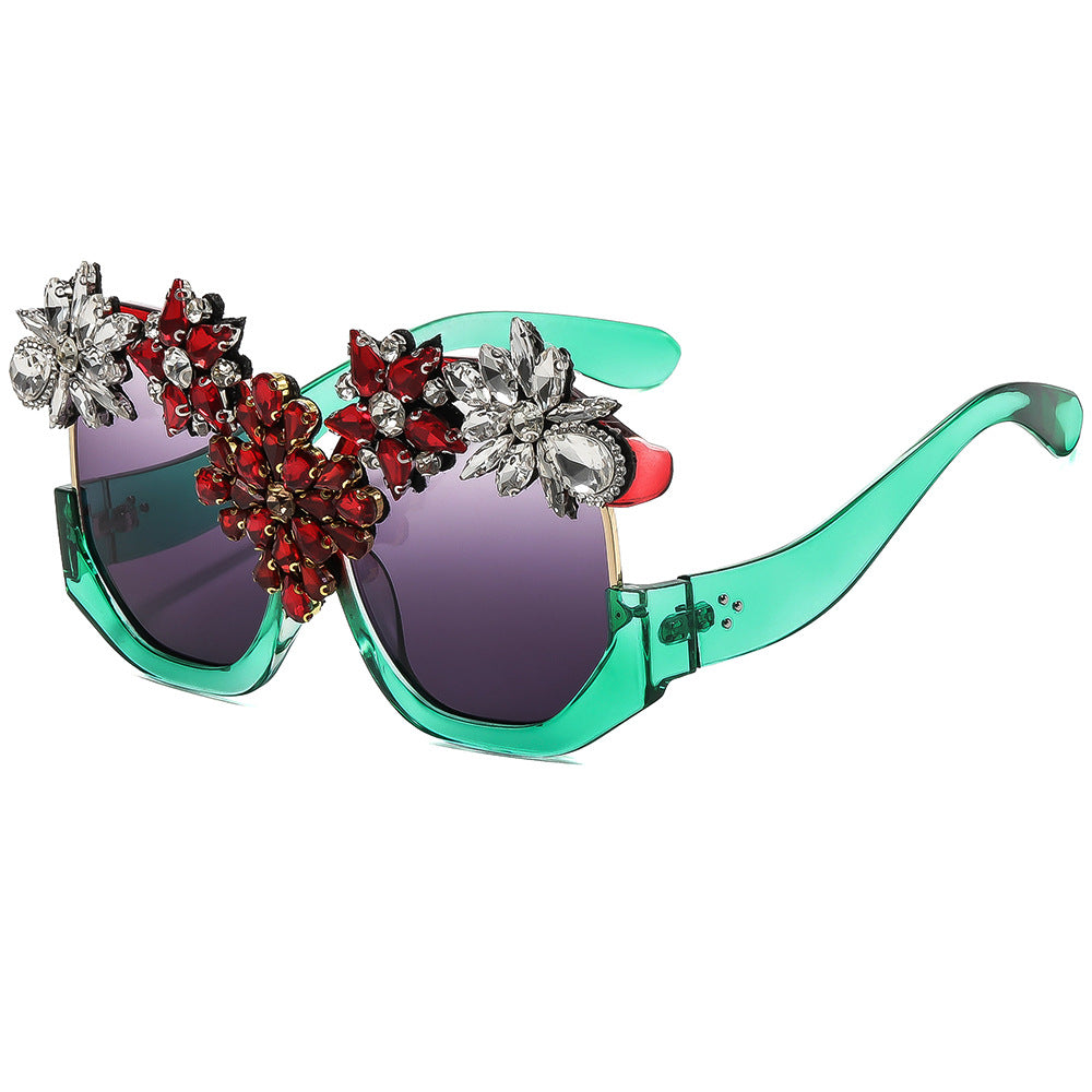 Women Glamorous Sunglasses with Sparkling Crystal Flowers Stornfield