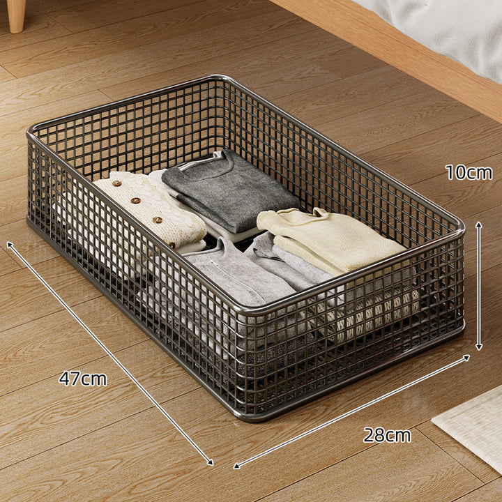 Low-Profile Metal Mesh Under-Bed Storage Basket
