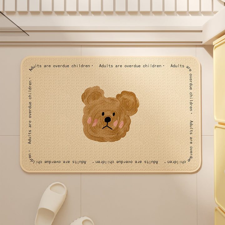 Bear Face-Themed Absorbent Bath Mat for Bathroom