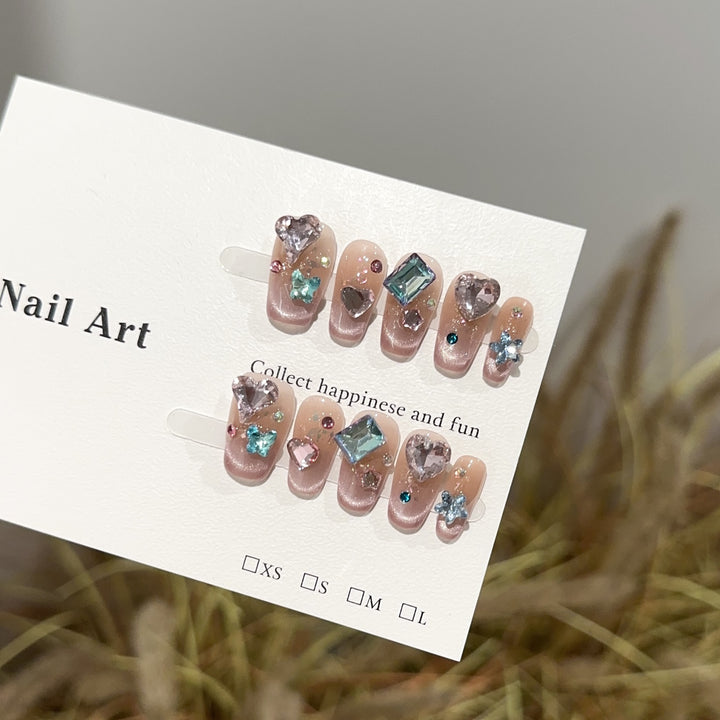 Elegant Rhinestone Embellished Press-On Nail Art Set