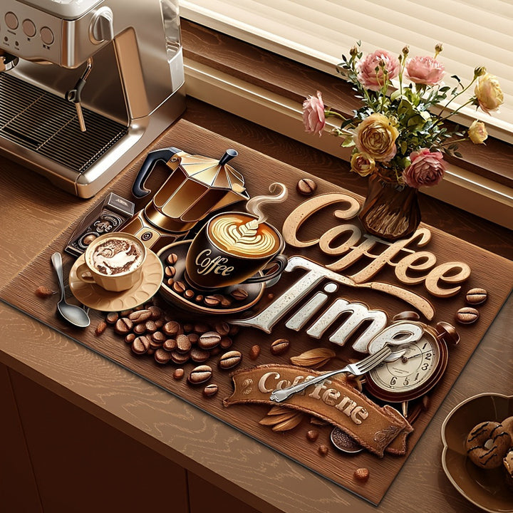 Coffee-Themed Kitchen Mat