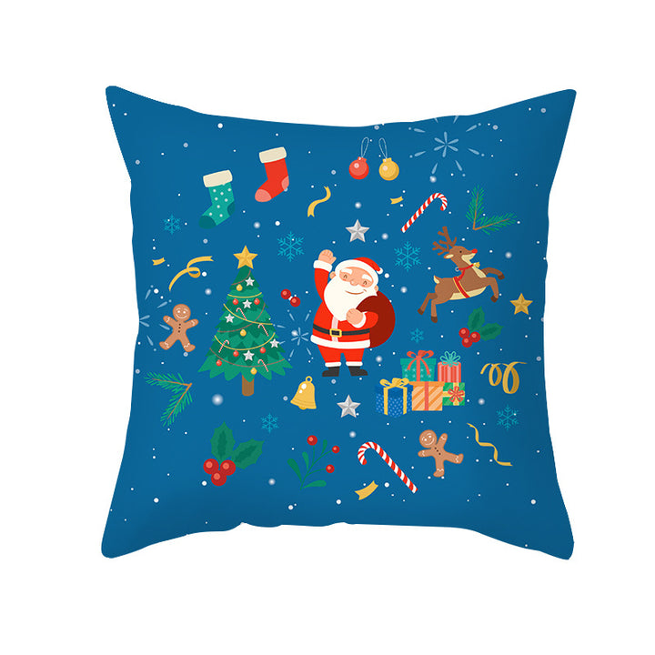 Festive Christmas Decorative Throw Pillow Cover with Holiday Gift and Snowflake Print