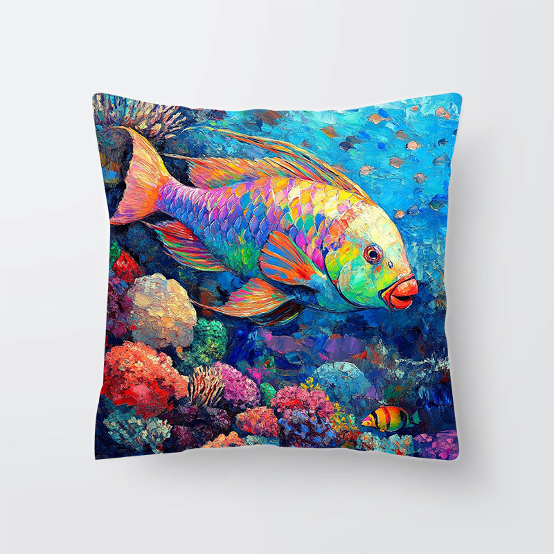 Artistic Marine Life Decorative Cushion