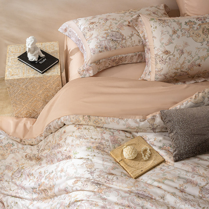 Reversible Botanical-Print Cotton Sateen Duvet Cover Set with Silky Sateen Reverse & Hidden Closure