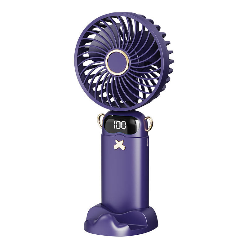 Cooling rechargeable handheld mini fan with digital battery display and cute desktop stand Stornfield