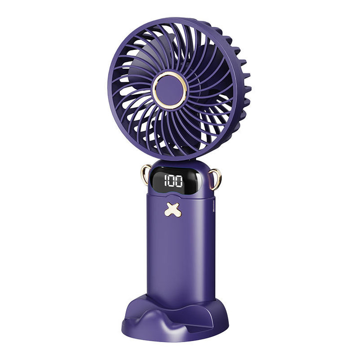Cooling rechargeable handheld mini fan with digital battery display and cute desktop stand Stornfield
