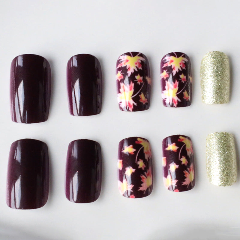 Decorative Fall-Themed Acrylic Nail Enhancements Stornfield