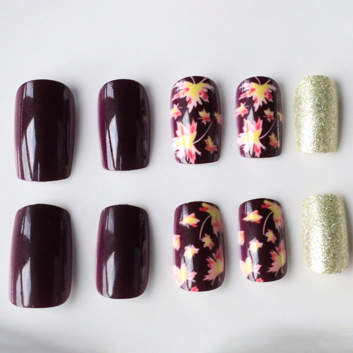 Decorative Fall-Themed Acrylic Nail Enhancements Stornfield