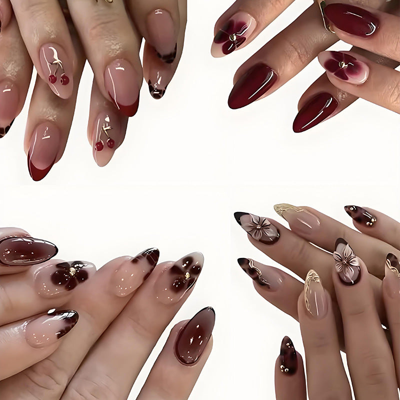 Nail art set with elegant floral designs and luxurious accents Stornfield