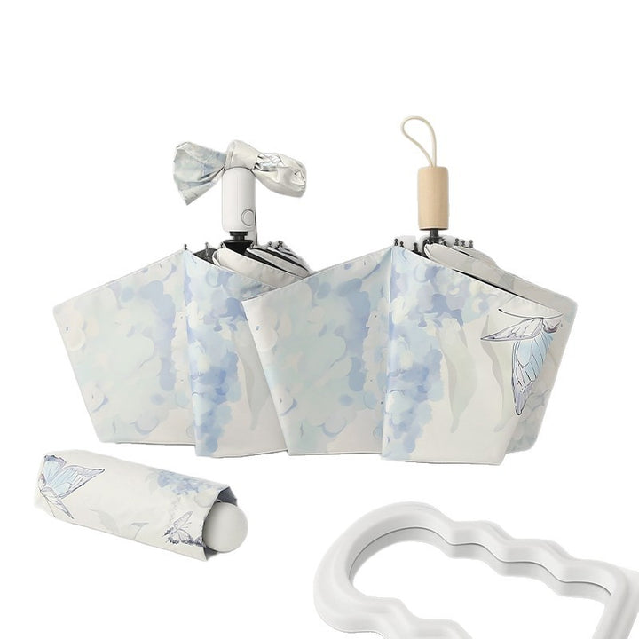 Women's Automatic Folding Umbrella with Artistic Butterfly Design Stornfield
