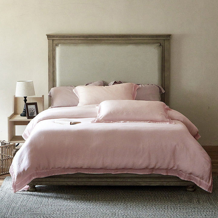 Washed Linen Duvet Cover Set with Pleated Hem