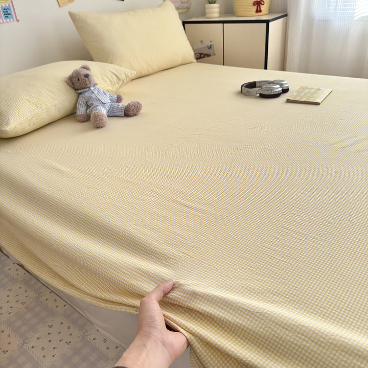 Bow-Print Cotton Sateen Fitted Sheet Set with Pillowcases