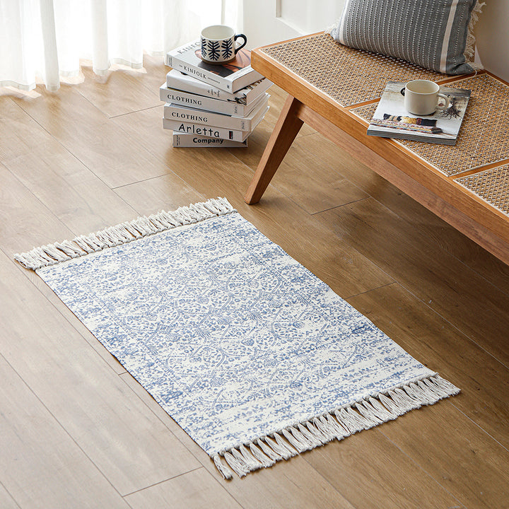 Woven vintage rug runner with fringes and oriental used look Stornfield