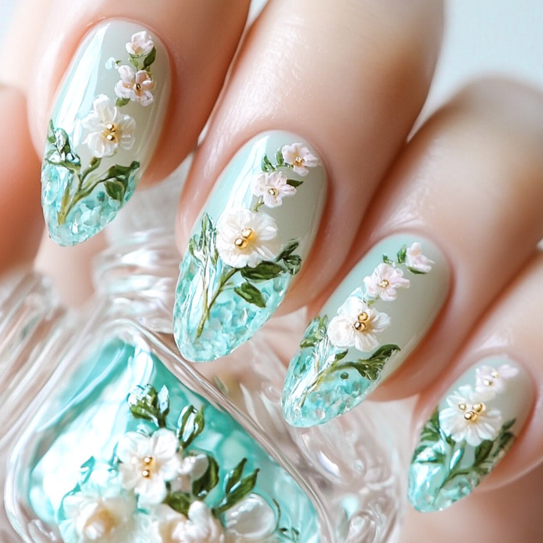 Floral Art Acrylic Nail Extensions Stornfield 1789713288