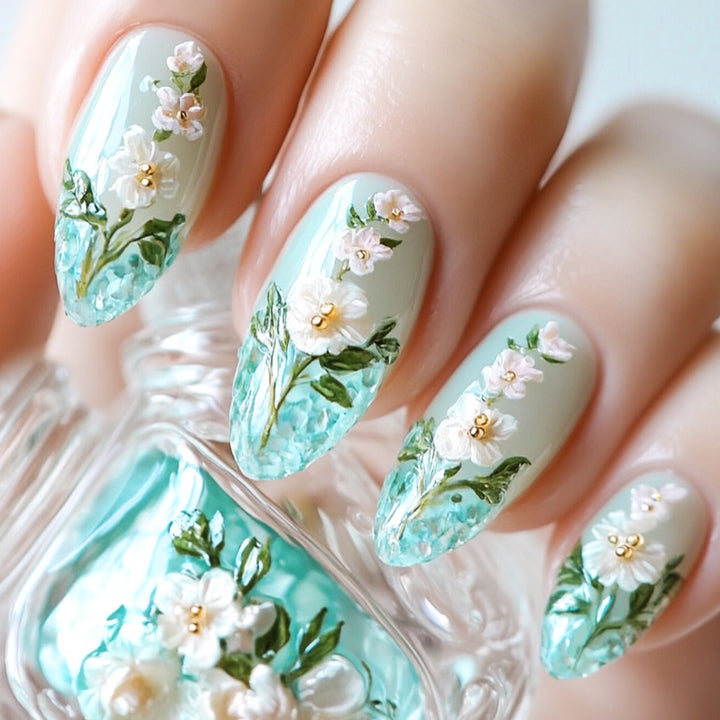 Floral Art Acrylic Nail Extensions Stornfield 1789713288