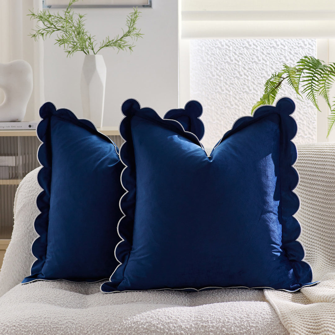 Plush Scalloped Velvet Throw Pillow Cover