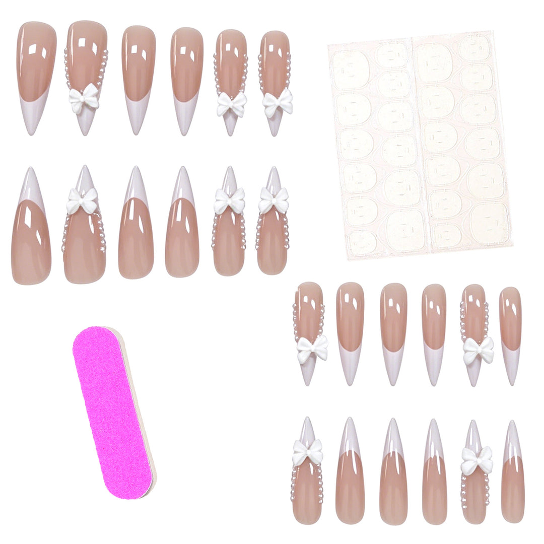 Elegant Bow-Embellished Nail Art Stornfield
