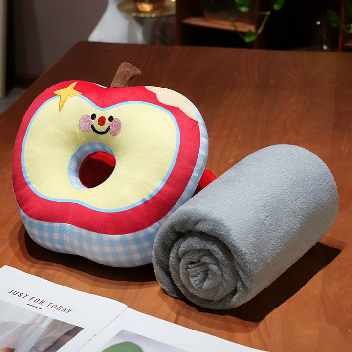 ergonomic neck pillow and microfiber travel blanket set