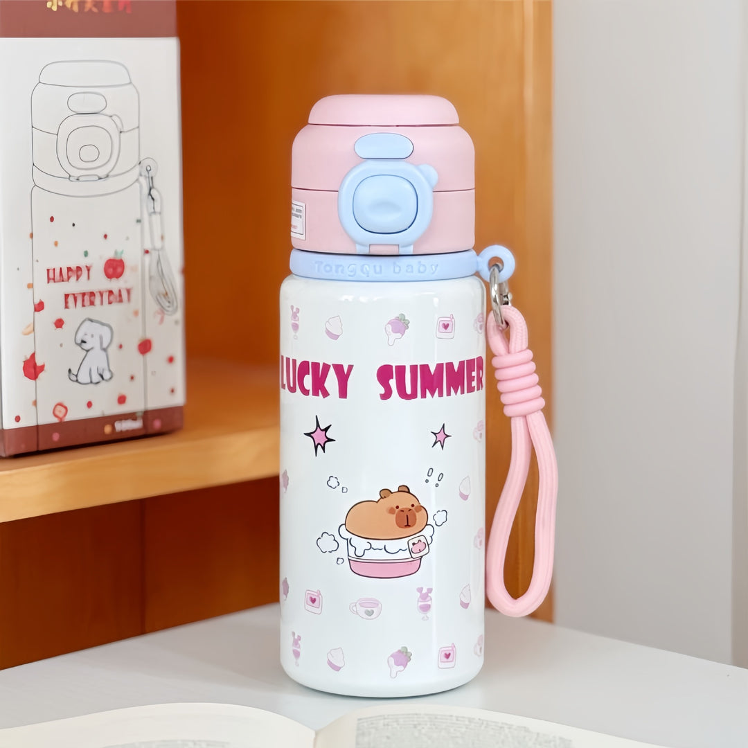 Ladies insulated drinking bottle with practical carry handle and cheerful strawberry motif Stornfield