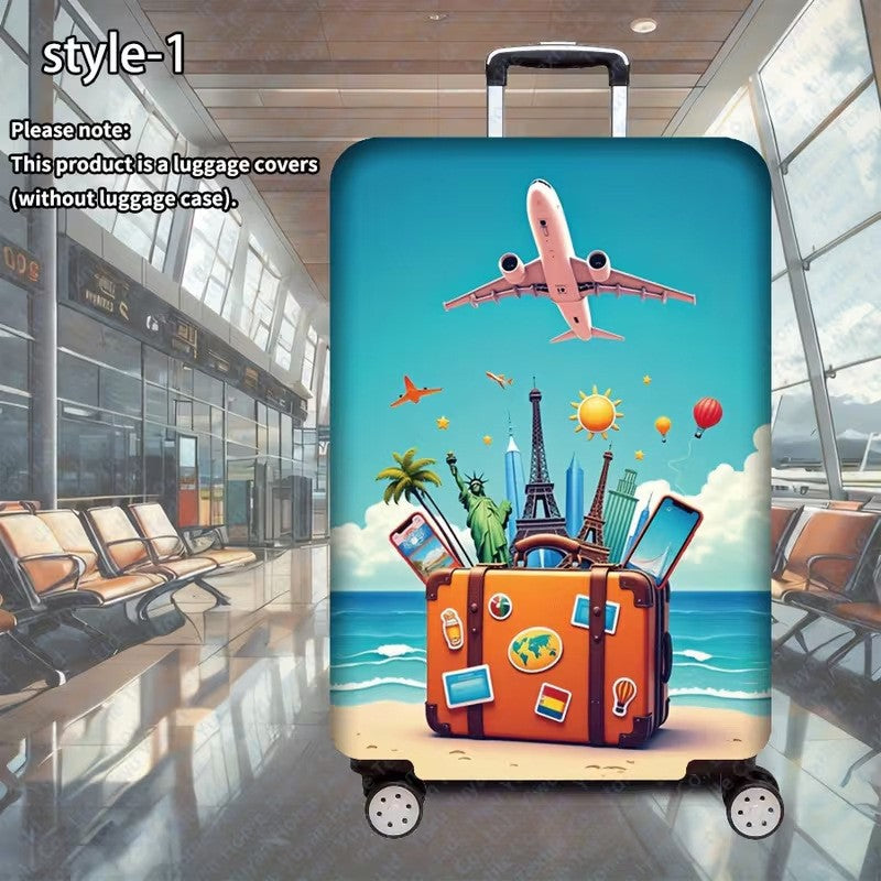 Unisex luggage cover with creative world travel motif Stornfield