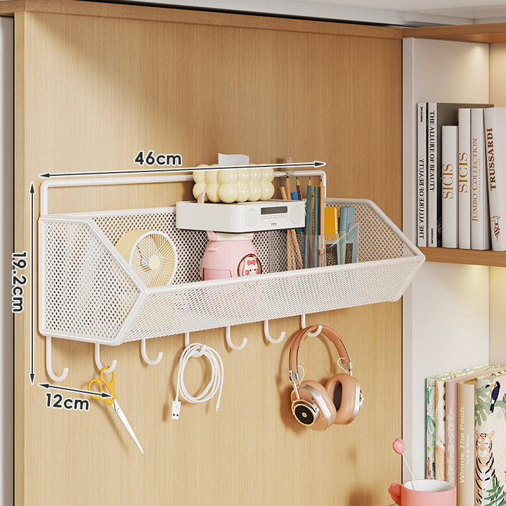 Mesh Hanging Wall Storage Basket Shelf with Over-Cabinet Hook and Ventilated Steel Design