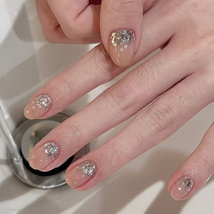 Glittery Starry Nail Art