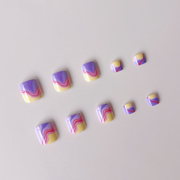 Acrylic nail set with colorful wave pattern Stornfield