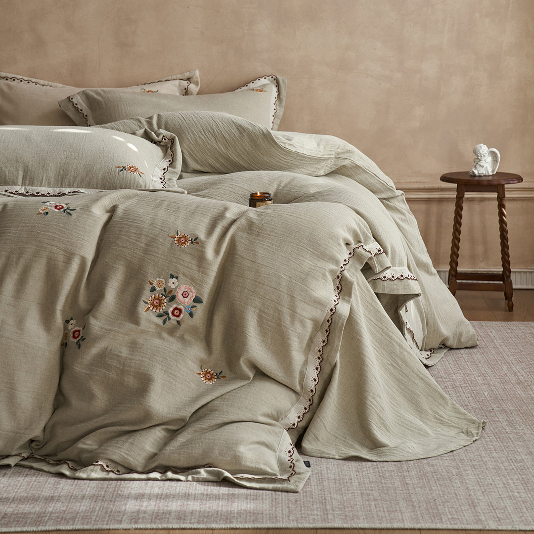 Luxury Washed Linen Duvet Cover Set with Button Closure