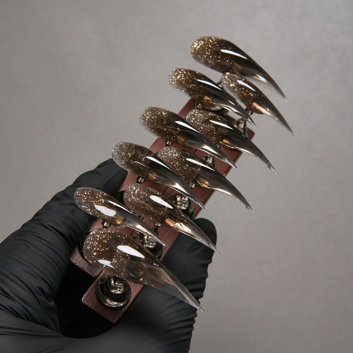 Glamorous Stiletto Press-On Nails with Glitter Finish