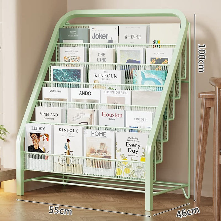 Slanted Tiered Mesh Floor Book and Magazine Display Rack
