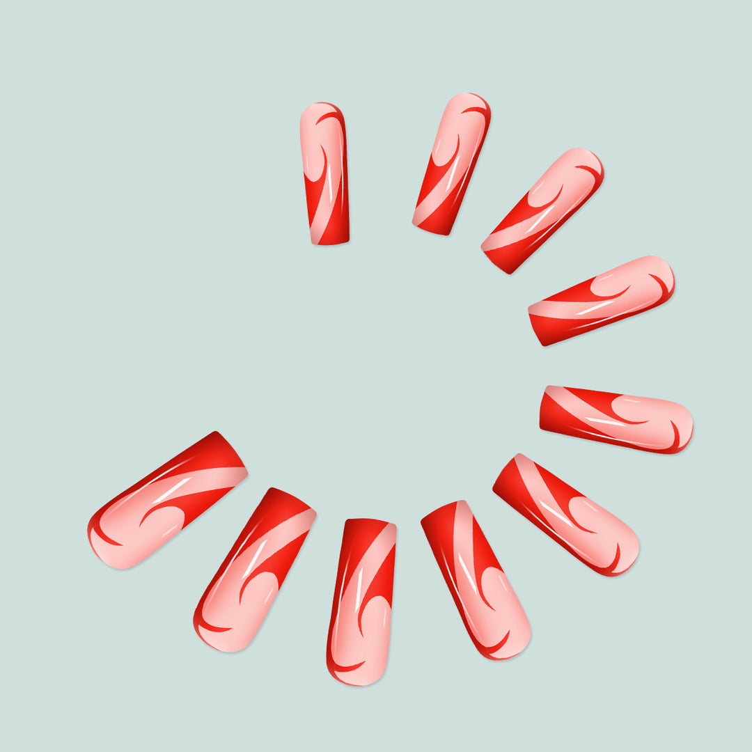 Artful nail extensions with fire pattern Stornfield
