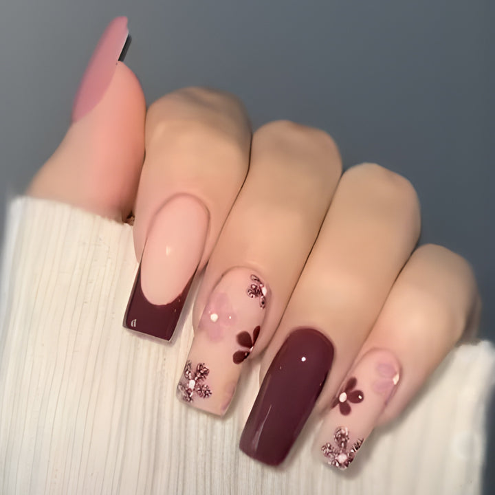 Artistic Floral Gel Nail Set Stornfield