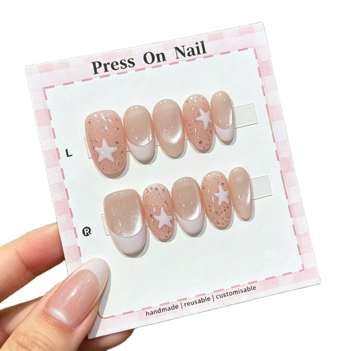 Customizable Star-Accented Press-On Nail Set