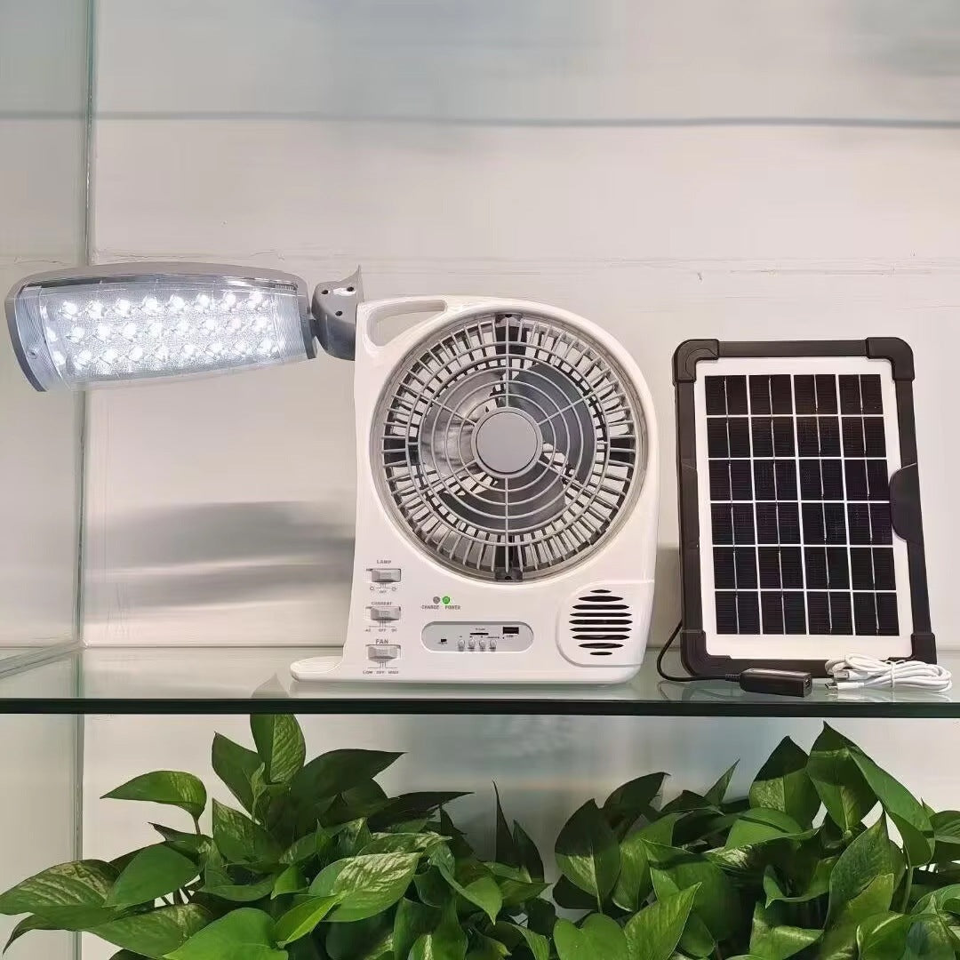 Women's Portable Solar Fan with LED Lighting and USB Charging Function Stornfield
