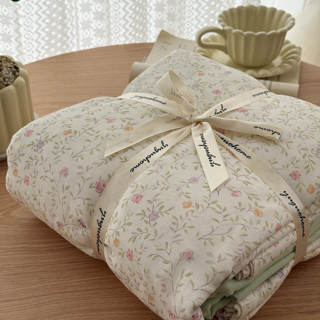 Floral-Print Cotton-Linen Duvet Cover Gift Set with Reversible Finish and Deep-Corner Ties