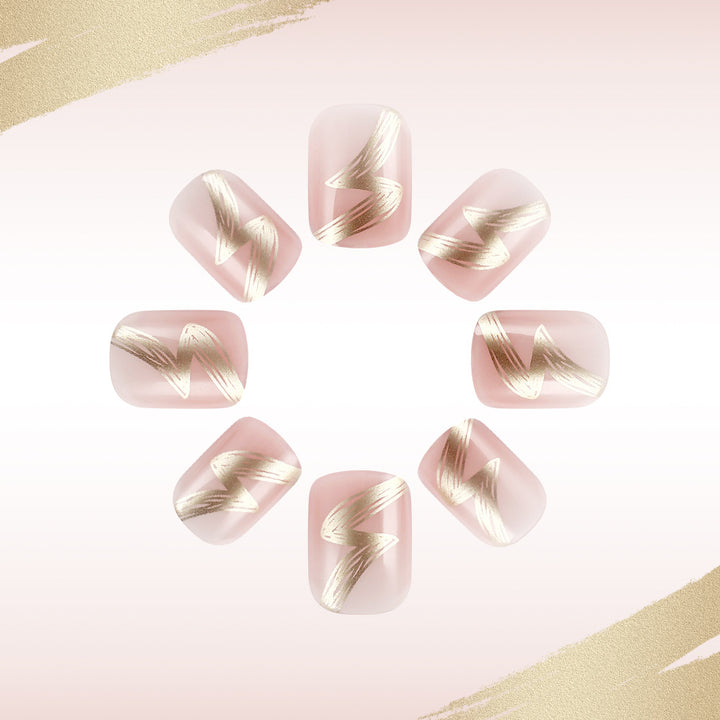 Elegant French Tip Press-On Nails with Gold Accents Stornfield
