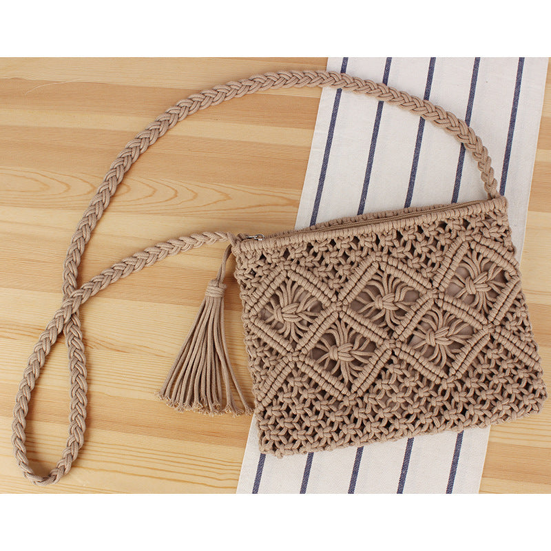 Handcrafted Macrame Shoulder Bag with Tassels Stornfield