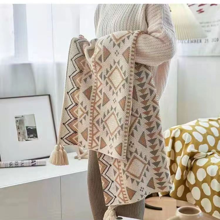 Geometric Knit Throw Blanket