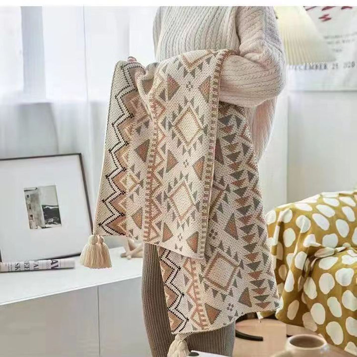 Geometric Knit Throw Blanket
