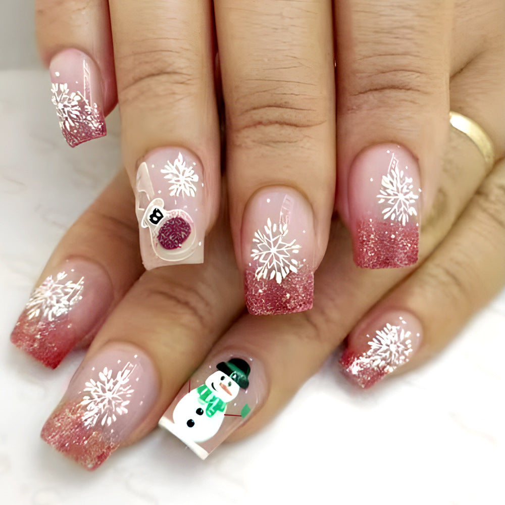 Artistic Winter-Themed Press-On Nail Art Stornfield