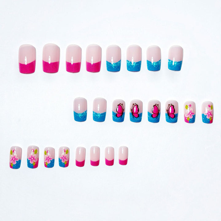 Artificial nails with creative flower and butterfly design Stornfield