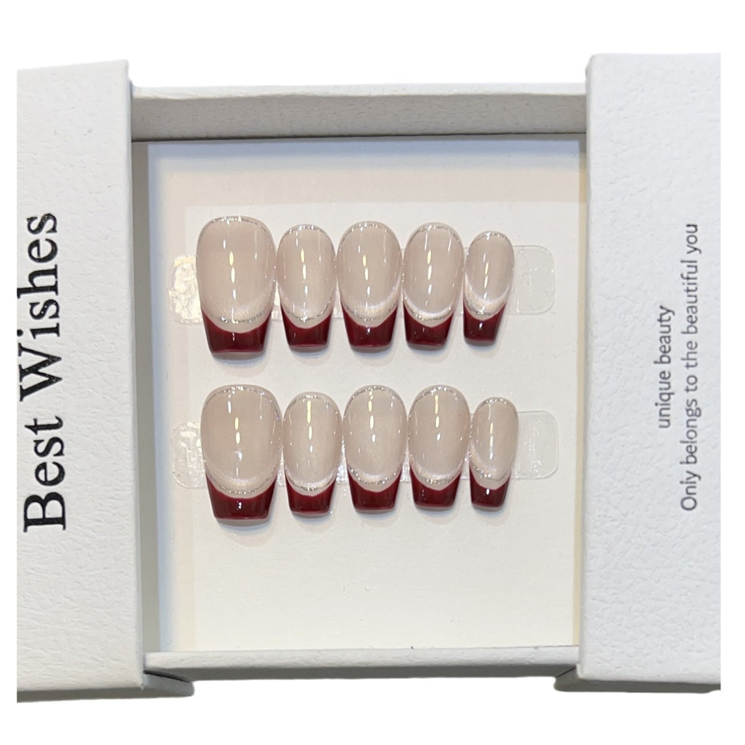 Artistic Gel Press-On Nail Set with Elegant French Tips Stornfield