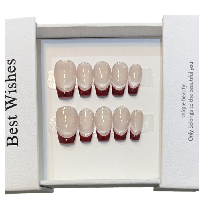 Artistic Gel Press-On Nail Set with Elegant French Tips Stornfield