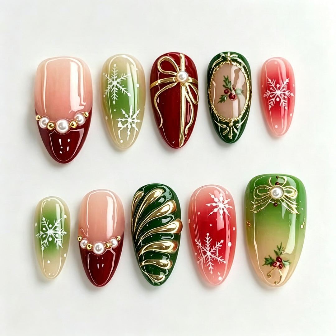 Festive Holiday Themed Press-On Nail Art Set Stornfield 1790636400