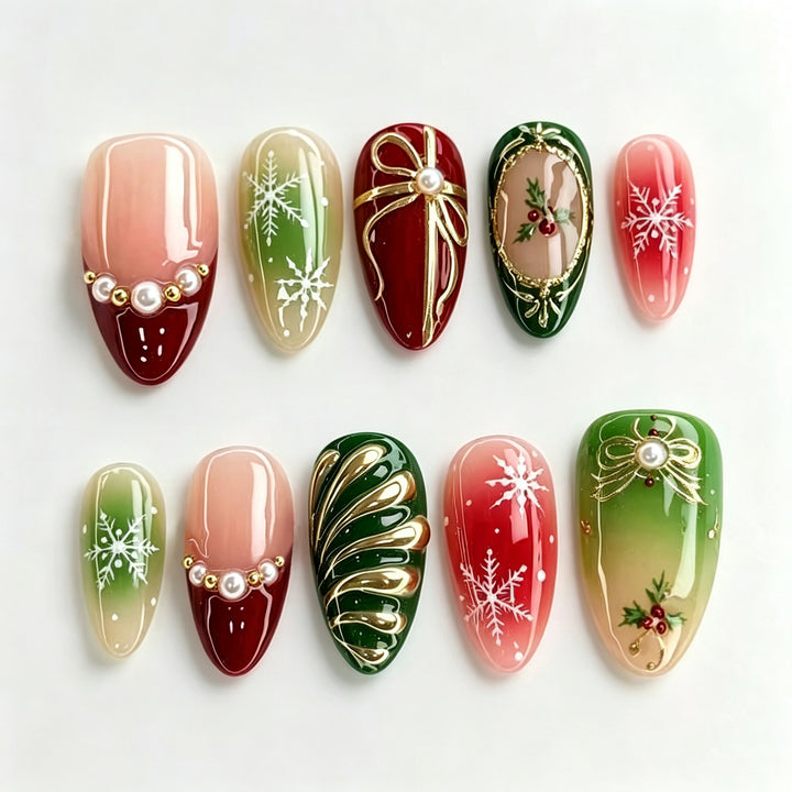 Festive Holiday Themed Press-On Nail Art Set Stornfield 1790636400