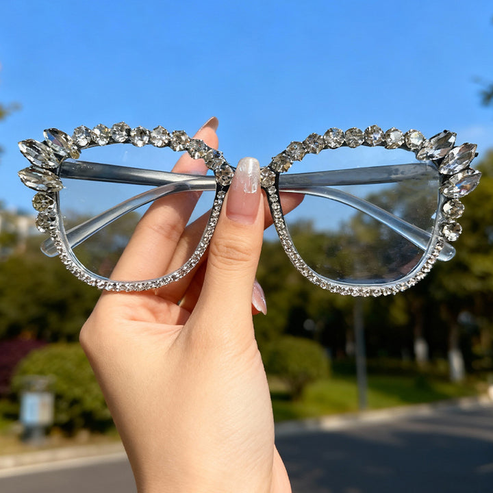 Glamorous Rhinestone-Embellished Cat-Eye Sunglasses Stornfield
