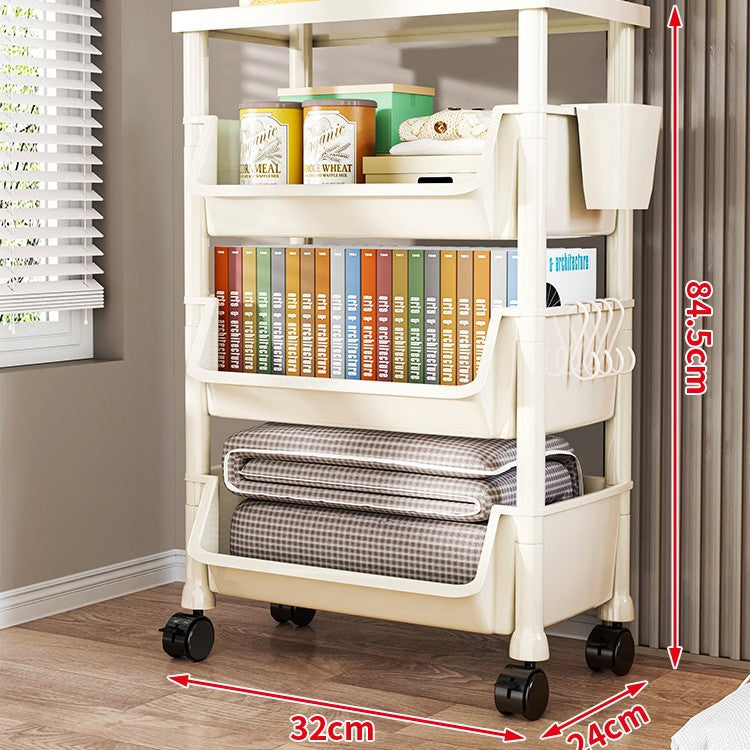 Compact Two-Tier Rolling Utility Cart with Deep Removable Plastic Bins